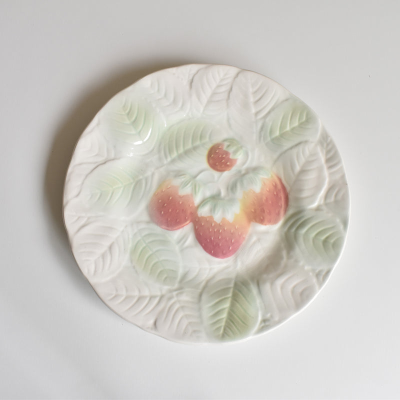 Vintage Dessert Plate Sarreguemines Barbotine Fraises B