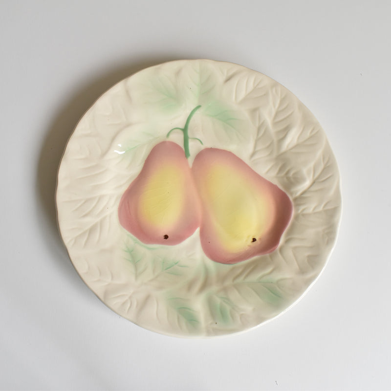 Vintage Dessert Plate Salins Barbotine Poires A