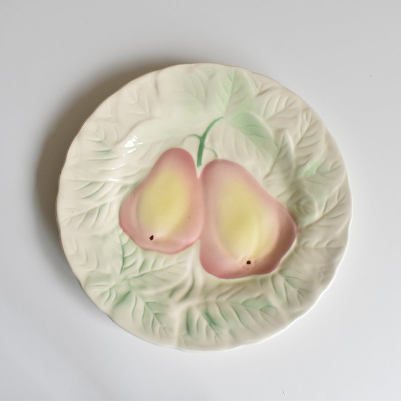 Vintage Dessert Plate, Sarreguemines Barbotine, Pears B