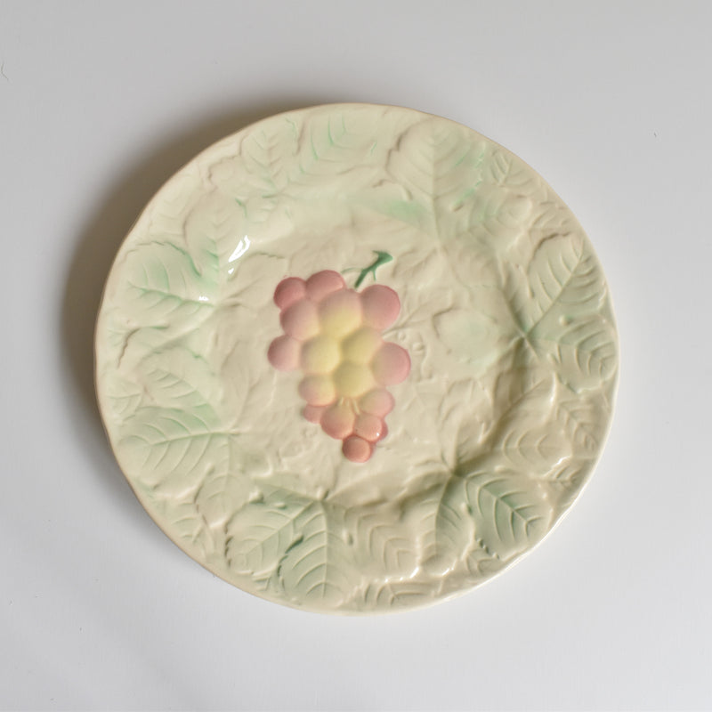 Vintage Dessert Plate Salins Barbotine Raisins