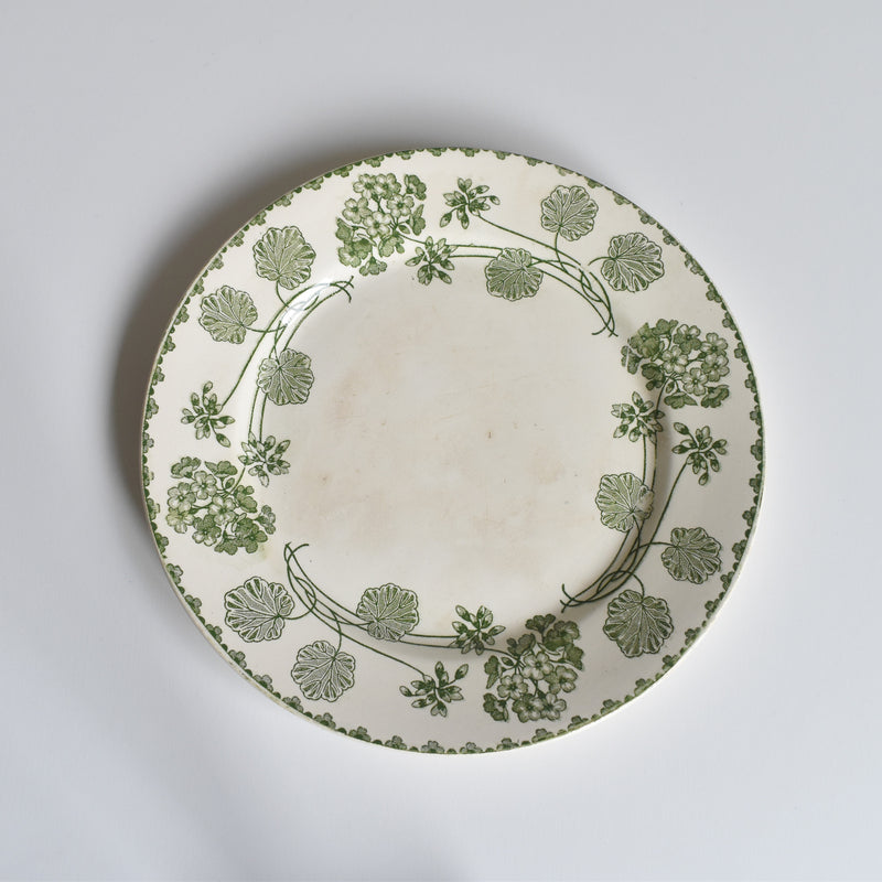 Antique Dessert Plate U&C Sarreguemines Géranium C