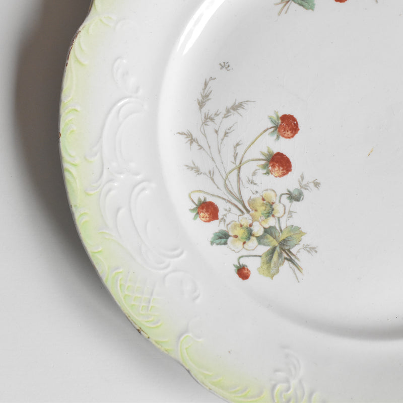 Antique Dessert Plate, "Fraises" (Strawberries) A