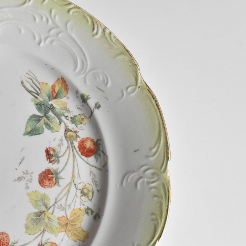 Antique Dessert Plate, "Fraises" (Strawberries) A
