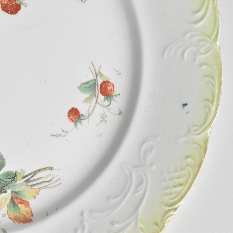 Antique Dessert Plate, "Fraises" (Strawberries) A