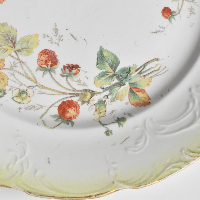 Antique Dessert Plate, "Fraises" (Strawberries) A