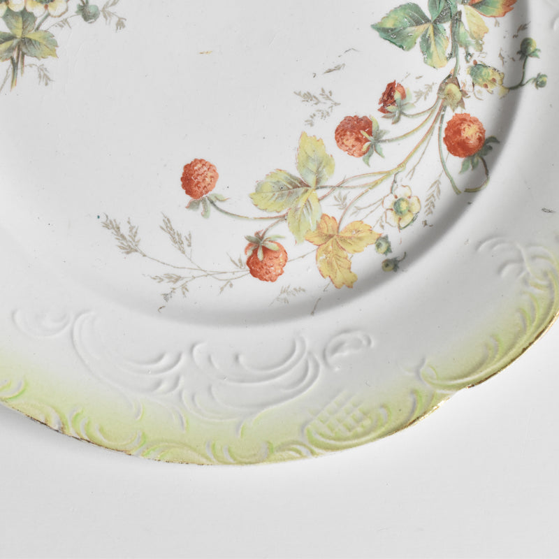Antique Dessert Plate, "Fraises" (Strawberries) A