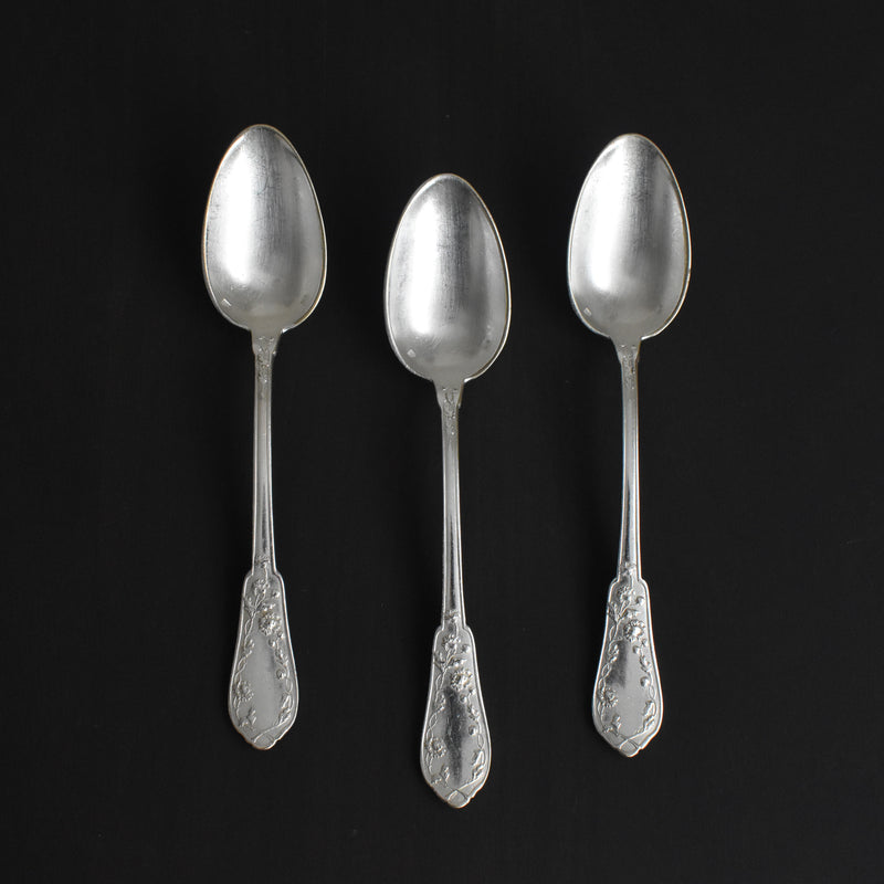 Vintage Dessert Spoon Silver Plated SFAM Flower