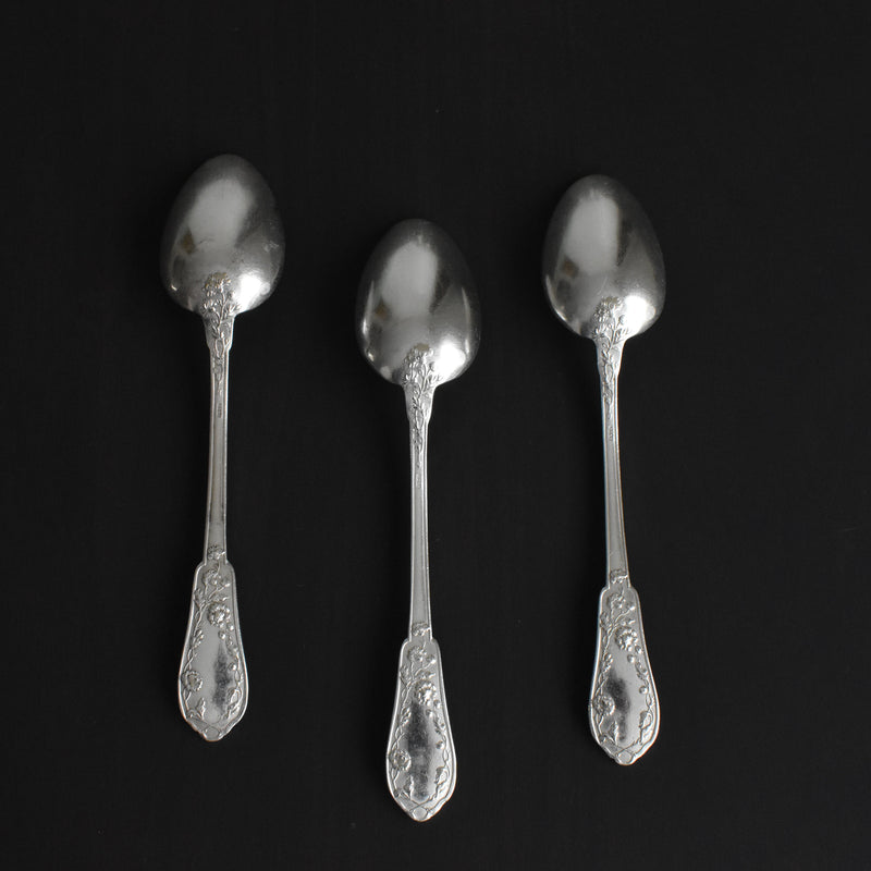 Vintage Dessert Spoon Silver Plated SFAM Flower