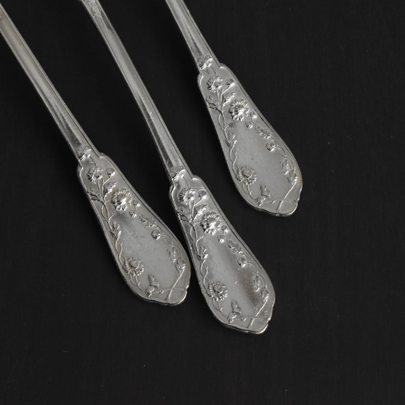 Vintage Dessert Spoon Silver Plated SFAM Flower