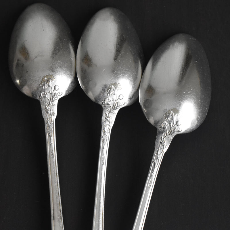 Vintage Dessert Spoon Silver Plated SFAM Flower
