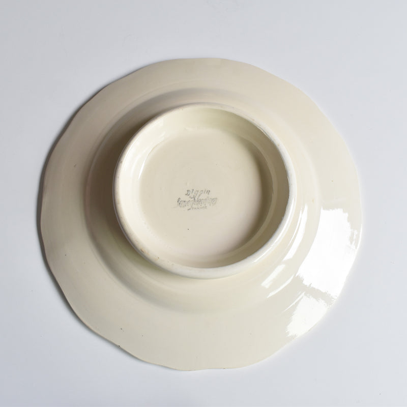 Vintage Footed Plate Digoin & Sarreguemines Ivoire Floral Rim