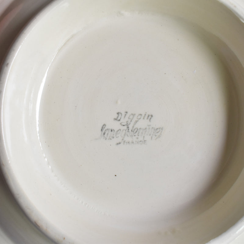Vintage Footed Plate Digoin & Sarreguemines Ivoire Floral Rim