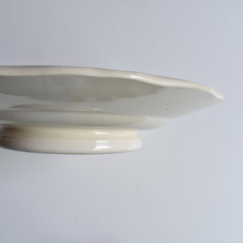 Vintage Footed Plate Digoin & Sarreguemines Ivoire Floral Rim