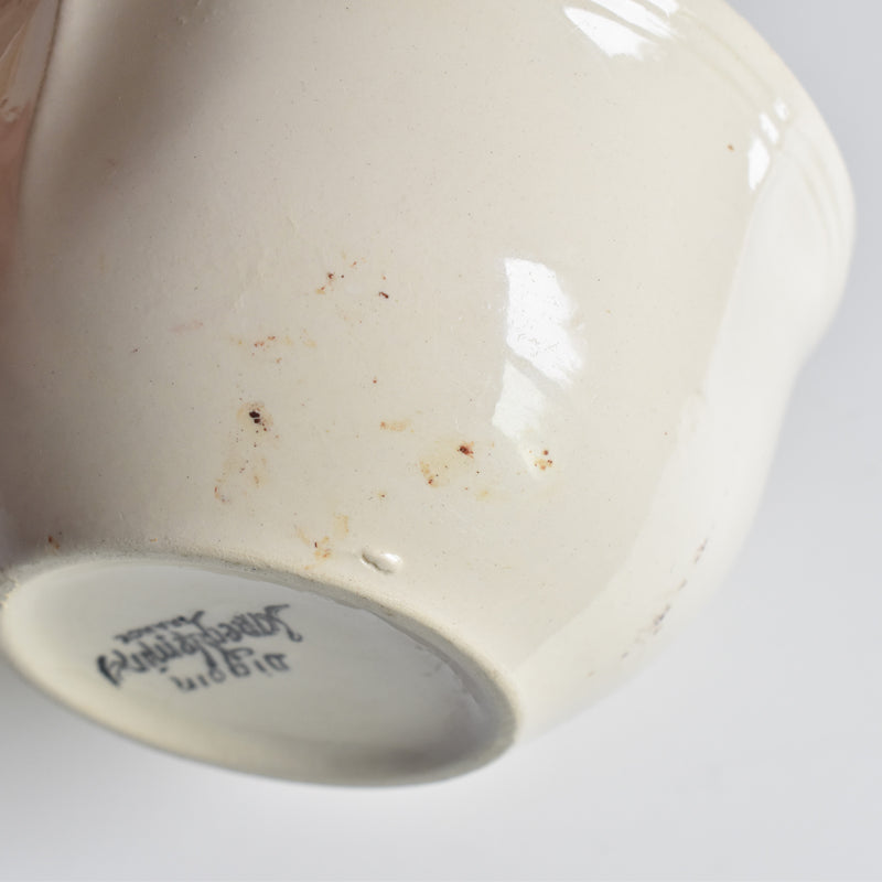 Vintage Digoin & Sarreguemines Chocolate Cup Ivoire Scalloped Rim