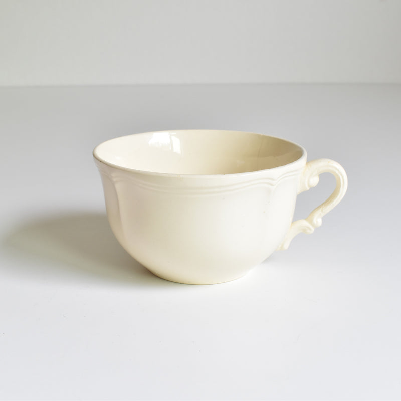 Vintage Digoin & Sarreguemines Chocolate Cup Ivoire Scalloped Rim