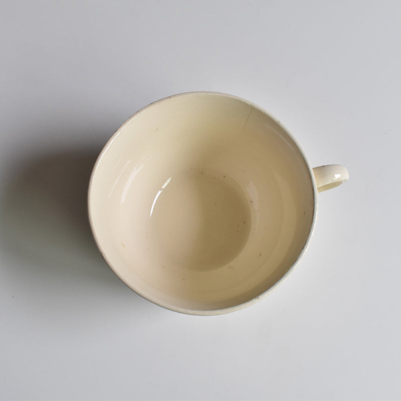 Vintage Digoin & Sarreguemines Chocolate Cup Ivoire Scalloped Rim