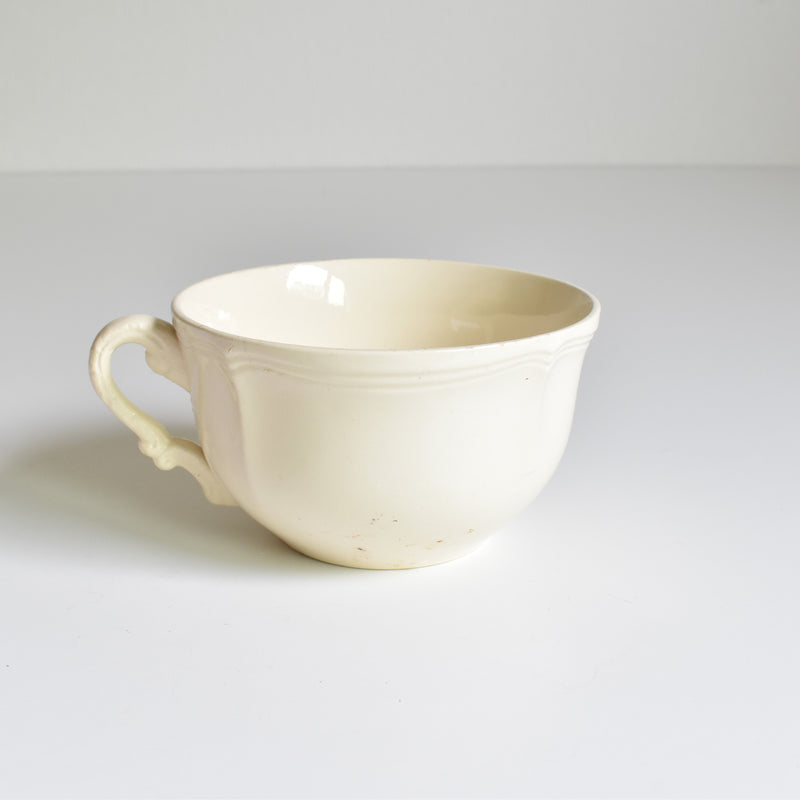 Vintage Digoin & Sarreguemines Chocolate Cup Ivoire Scalloped Rim