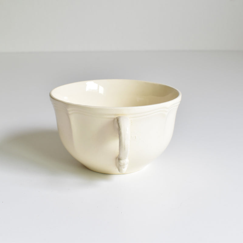 Vintage Digoin & Sarreguemines Chocolate Cup Ivoire Scalloped Rim