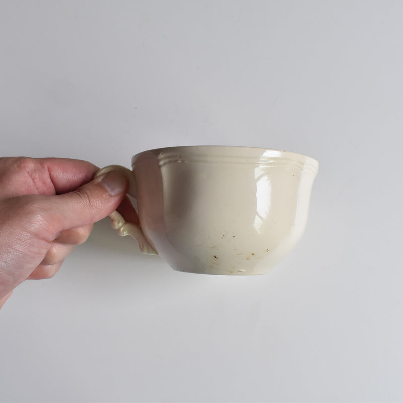 Vintage Digoin & Sarreguemines Chocolate Cup Ivoire Scalloped Rim
