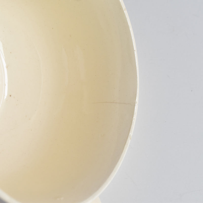 Vintage Digoin & Sarreguemines Chocolate Cup Ivoire Scalloped Rim