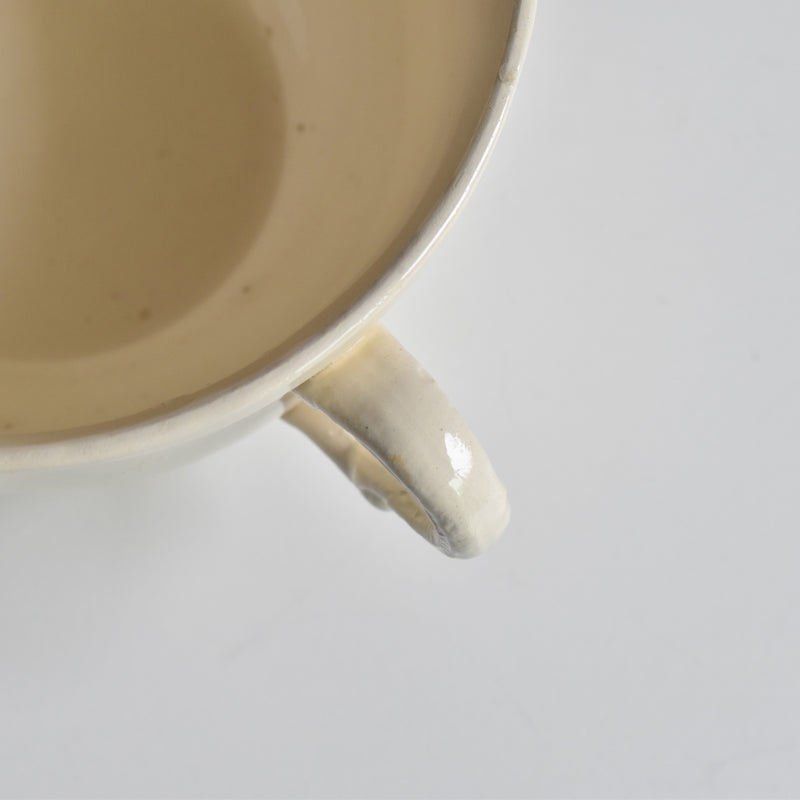Vintage Digoin & Sarreguemines Chocolate Cup Ivoire Scalloped Rim