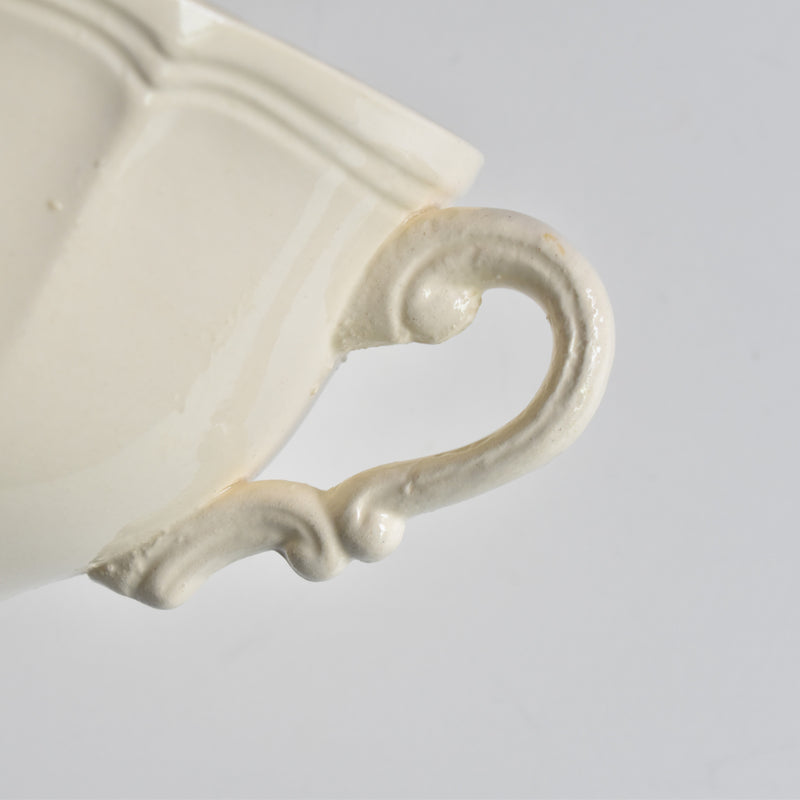 Vintage Digoin & Sarreguemines Chocolate Cup Ivoire Scalloped Rim