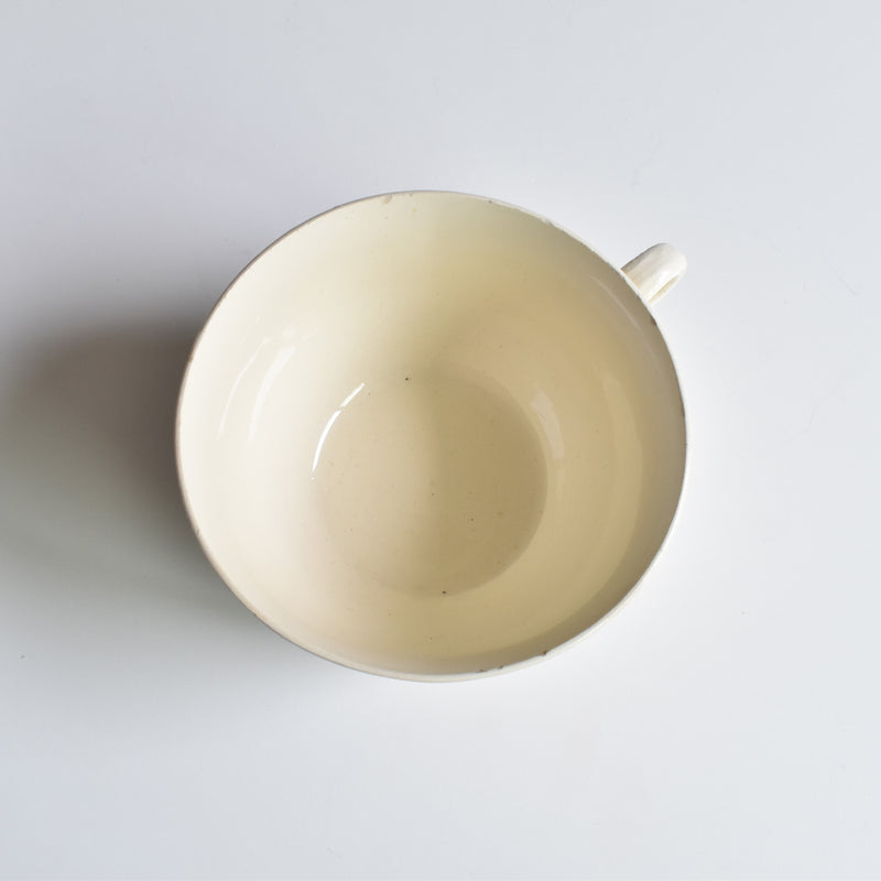 Vintage Digoin & Sarreguemines Chocolate Cup & Saucer, Ivoire, Floral Rim