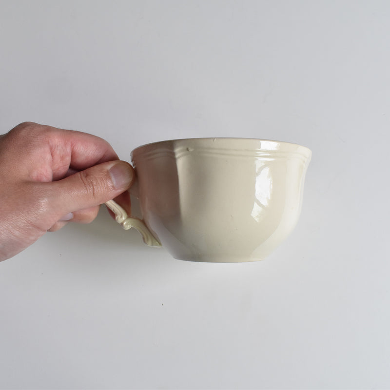 Vintage Digoin & Sarreguemines Chocolate Cup & Saucer, Ivoire, Floral Rim
