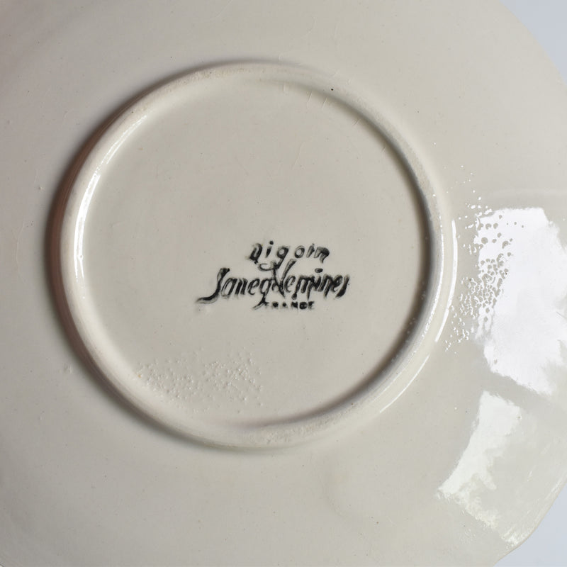 Vintage Digoin & Sarreguemines Chocolate Cup & Saucer, Ivoire, Floral Rim