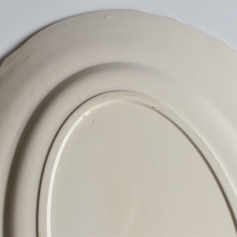 Vintage Oval Platter Digoin & Sarreguemines Ivoire, Petal Rim A