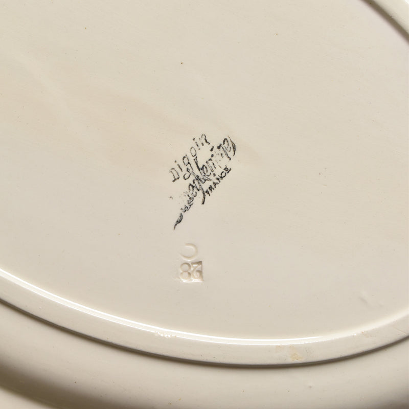 Vintage Oval Platter Digoin & Sarreguemines Ivoire, Petal Rim A