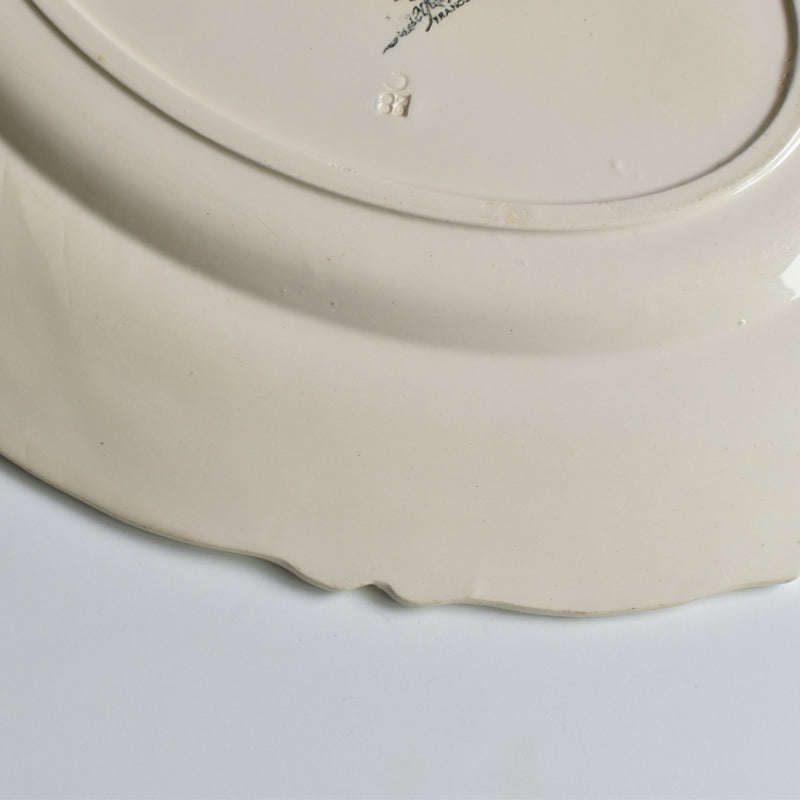 Vintage Oval Platter Digoin & Sarreguemines Ivoire, Petal Rim A