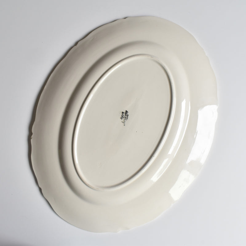 Vintage Oval Platter Digoin & Sarreguemines Ivoire, Scalloped Edge B