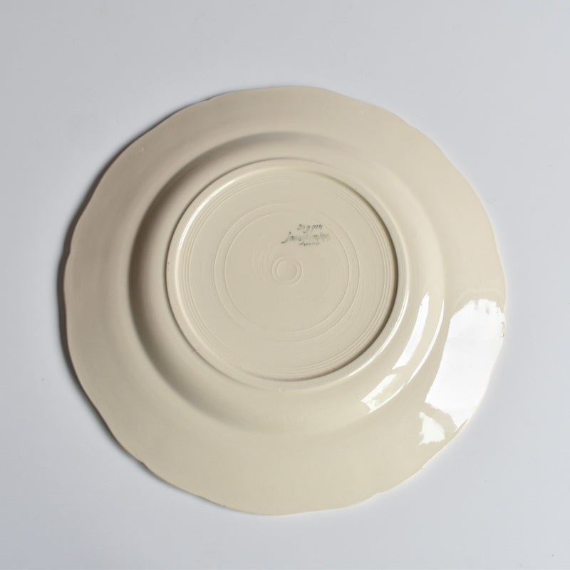 Vintage Plate Digoin & Sarreguemines Ivoire Scalloped Rim