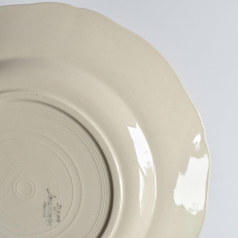 Vintage Plate Digoin & Sarreguemines Ivoire Scalloped Rim