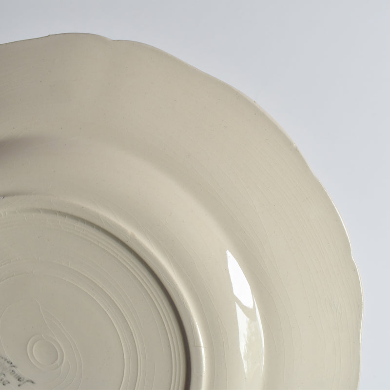 Vintage Plate Digoin & Sarreguemines Ivoire Scalloped Rim