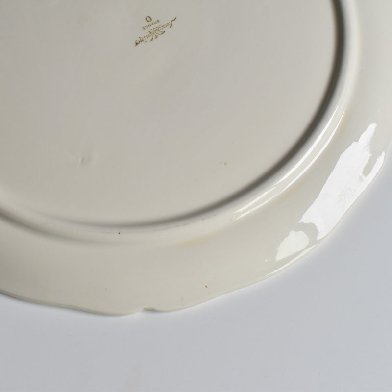 Vintage Tart Dish Digoin & Sarreguemines Ivoire Floral Rim
