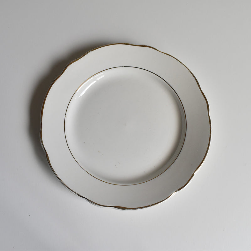Vintage Dessert Plate Digoin & Sarreguemines White & Gold B