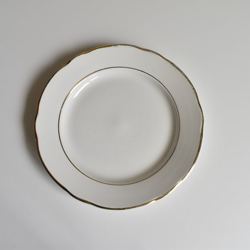 Vintage dessert plate Digoin & Sarreguemines White & gold C