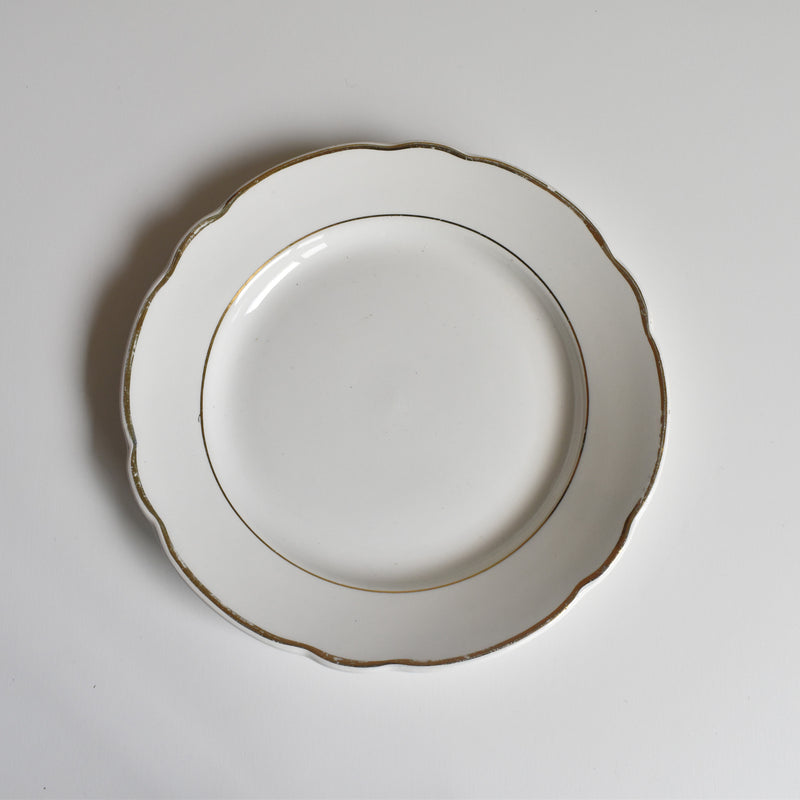 Vintage Dessert Plate Digoin & Sarreguemines White & gold D