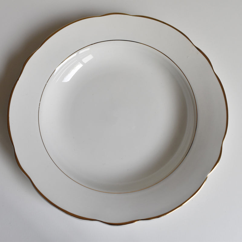 Vintage Deep Plate Digoin & Sarreguemines White & gold A
