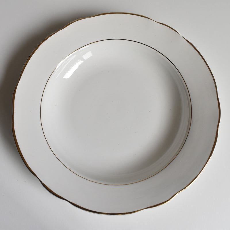Vintage Deep Plate, Digoin & Sarreguemines, White & Gold B