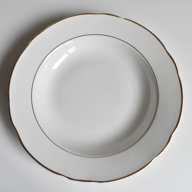 Vintage Deep Plate, Digoin & Sarreguemines, White & Gold C