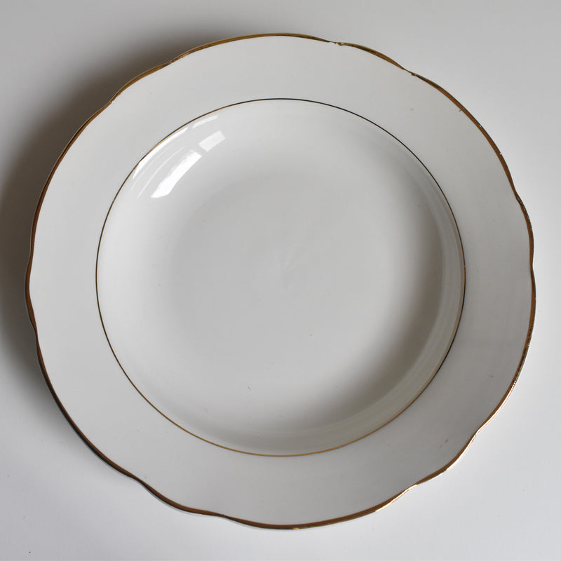 Vintage Deep Plate, Digoin & Sarreguemines, White & Gold D