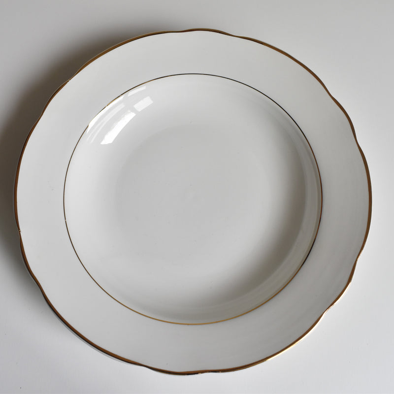 Vintage Deep Plate Digoin & Sarreguemines White & Gold E