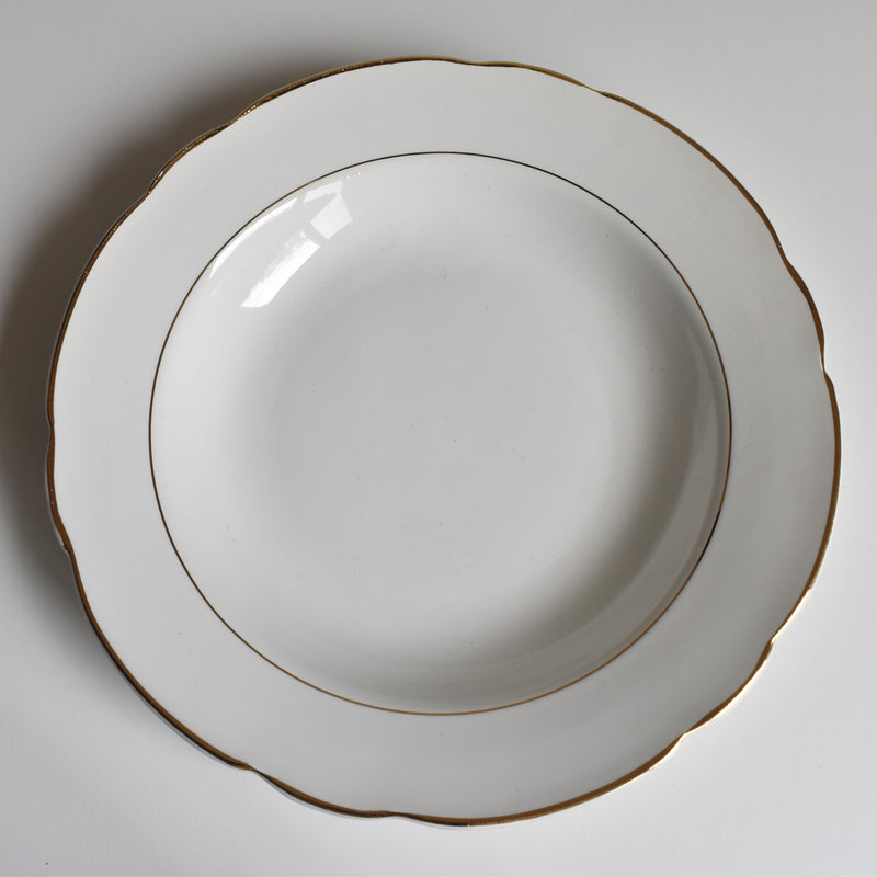 Vintage Deep Plate Digoin & Sarreguemines White & Gold F