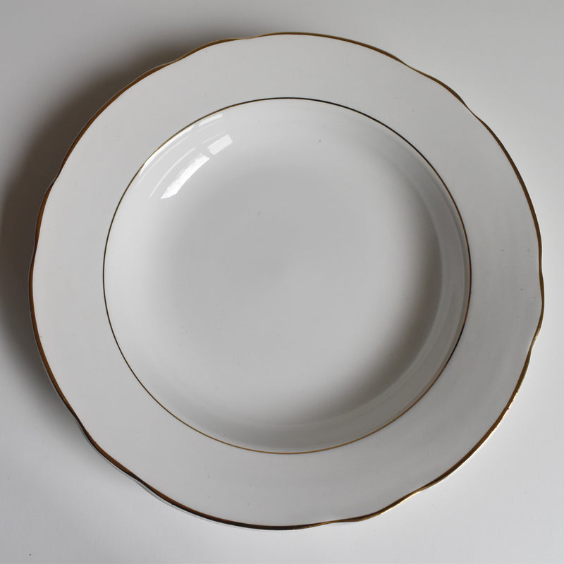 Vintage Deep Plate Digoin & Sarreguemines White & Gold G
