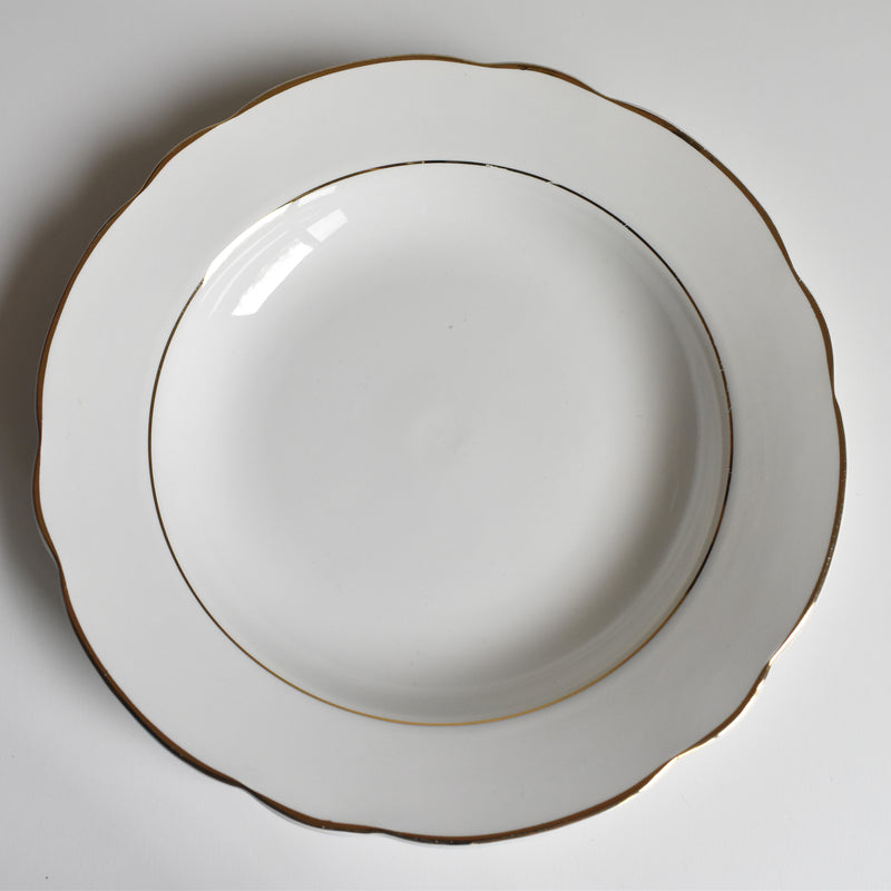 Vintage Deep Plate, Digoin & Sarreguemines, White & Gold H