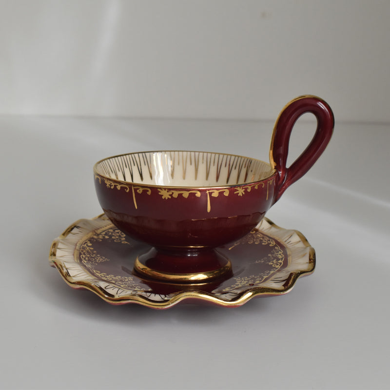 ヴィンテージコーヒーカップ＆ソーサー ア.ドラサンヴァル レッド