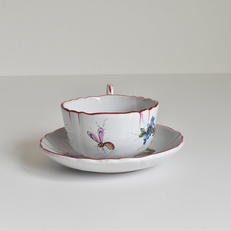 Antique Cup & Saucer St. Clement Emile Gallé Libellule A